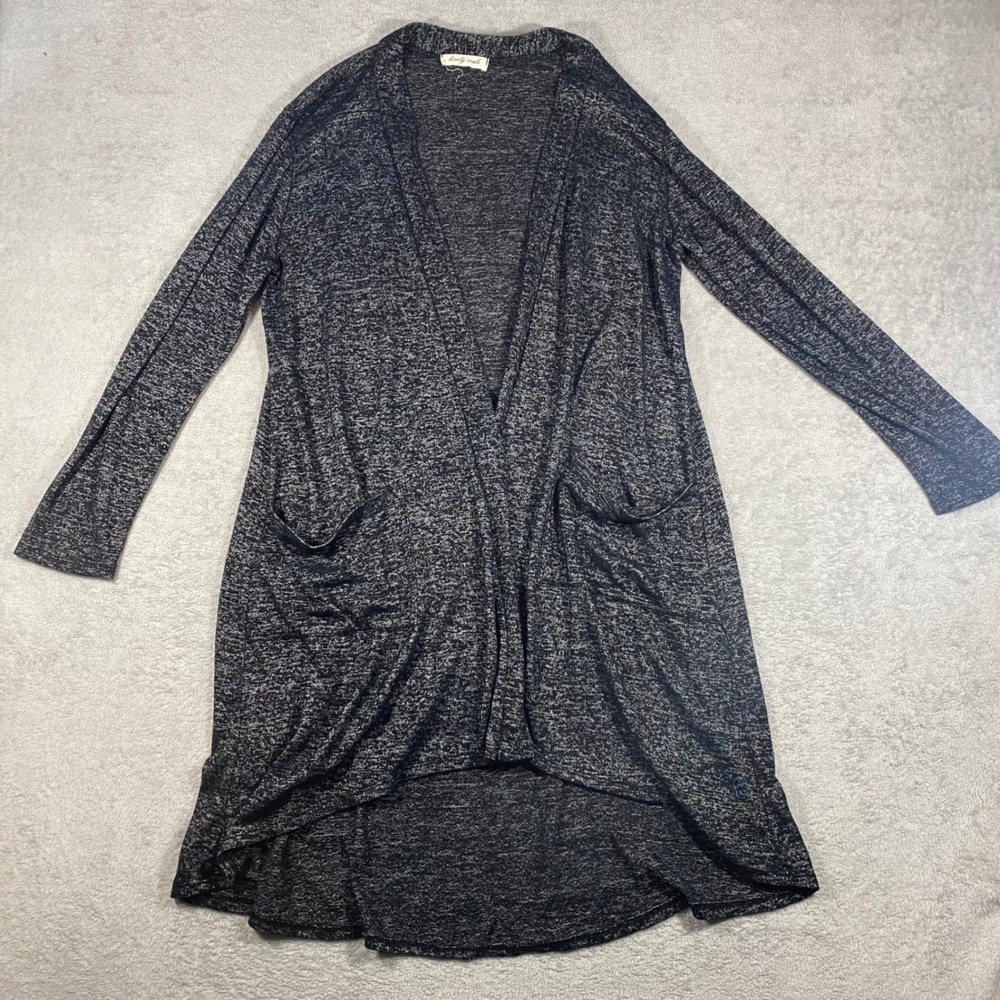 Lovely Souls Cardigan Women One Size Gray Black High Low Open Front Pocket